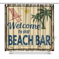 Havajska plaža Bar Vintage Rusty Metal znak sa palminim stablom vodootporno poliesterski tuš za tuširanje