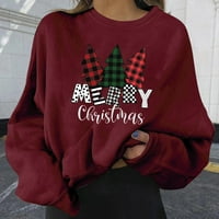 Ženska casual modni božićni ispisani pulover s dugim rukavima