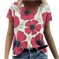 Ljetne košulje za žensku modnu majicu kratki rukav Tees Osnovna odjeća za djevojčice V bluza za izrez