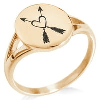 Srce od nehrđajućeg čelika + strelice minimalistički ovalni top polirani prsten izjave