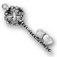 Sterling Silver 24 BO lanac 3D Fancy Antique Heart tipka Privjesak ogrlica