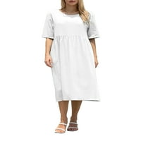 Wytyjxccyy ženske haljine kratkih rukava pamučna posteljina od pune casual labave haljine za plažu a-line