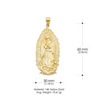 IOKA-14K Žuta zlatna religiozna Goska od Guadalupe Charm Privjesak za ogrlicu ili lanac