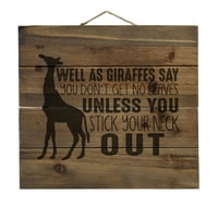 Giraffe - bez lišća, osim ako se izvuče iz vrata - ukrasna stvarna drvna zida umjetnost - Fau paleta