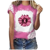 Zpanxa Weens Majica za podizanje dojke Modna žena kauzalna bluza za ispis na vratu Kratki rukav majica Ljetni vrhovi ružičasti l