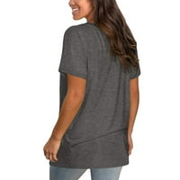 DTIDTPE košulje za žene, casual comfort v-izrez Solid u boji džep labava majica Ženske vrhove