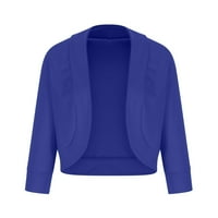 Hvyesh Ženska ležerna Blazer Plus size s dugim rukavima otvorena prednja kardiganska odjeća Osnovna čvrsta kratka kaput