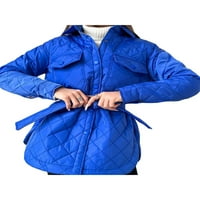 Licupiee Women Quilted jakna sa remenom lagane ležerne prilike toplo čvrste jednokrevetne dugih rukava sa dugim rukavima prekrivanje ulične odjeće