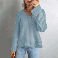 Cuhas ženske modne džempere za žene plus veličine temperament casual puni u boji sa ramenim pletenim