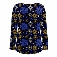 Odeerbi božićne majice za žene dugih rukava Ležerne prilike za božićne tiskane pulover okruglih vrata