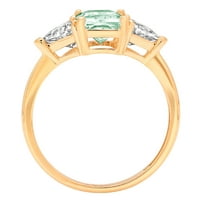 2.82ct Sjajni smaragdni rez Clear Simulirani dijamant 18k žuti zlato Trobotan prsten SZ 8.25