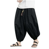 Mokasinske muške hlače s elastičnim pojasom American Retro hop Veliki džepovi Dizajn Sense Široka noga