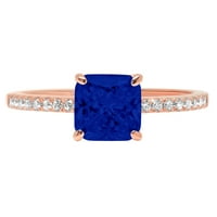 2.7ct Asscher Cut simulirani plavi safir 14K ružičasto zlatne obljetnice za angažman prsten veličine