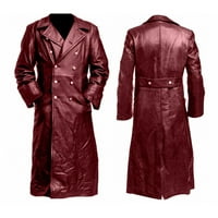 Muški kaputi Outerywer zimske muške ležerne kože duge jakne tanka kožna jakna Vintage kožni kaput bljesak