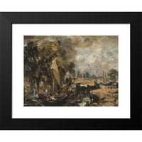 John Constable Crni moderni uokvireni muzej umjetnički print pod nazivom - Dedham Lock