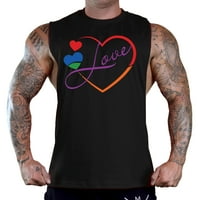 Muška beskonačnost Ljubav Rainbow Heart F Crna duboka rezana majica Cisterna TOP mali