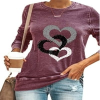 Ženski zaljubljeni košulja za valentinovo bluza za izrez Ispiši ležerne duksere