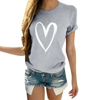 Wofedyo Valentines Košulje za žene Valentinovo Love Print Tee kratki rukav vrhovi bluza T Košulje za