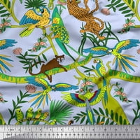 Soimoi pamučne podline podružnice, papagaj i leopard džungl ispisuje šivanje tkanine