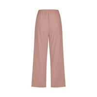 PBNBP pamučne pantalone za žene plus veličine casual solid labavice visoke elastične crteže Capris Capri