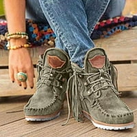 Čizme za žene gležnjače za gležnjače retro antilop kožne tasselne okrugle cipele za cipele