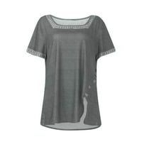 Ženska ljetna majica Henley Solid Short rukava s kratkim rukavima siva 3xl
