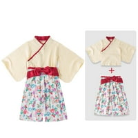 Slatke ljetne dječje djevojke odijelo za djecu dječji proljetni cvjetni pamuk Ispis kratkih rukava kimono pidžama odjeću za 2 godine