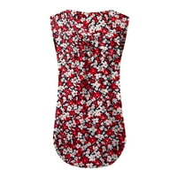 Umitay Wemens Bluzes Dressing Ležerne prilike za ženska povremena moda plus veličine tiskani gumb bez rukava V-izrez V-izrez vrh