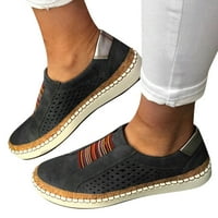 DMQUPV cipele za žene klinovi Ležerne prilike sa okruglim izdubljenim ženskim modnim ženskim povremenim