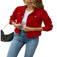 Ženska jakna od pune boje, dugulja dugačak dugi rukav niz džep džepka