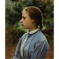 Charles Sprague Pearce Crni moderni uokvireni muzej Art Print pod nazivom - Mlada djevojka Auvers-sur-Oise
