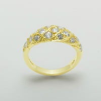 Britanska napravljena 9k žuto zlato kubična cirkonija Ženski rubni prsten - Veličine opcije - Veličina