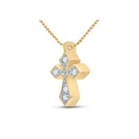 Zlatna zvjezdica 10kt Žuto zlato Ženo okruglo Diamond Cross Privjesak CTTW