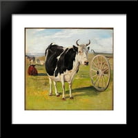 Crno-bijela krava uramljena umjetnička štampa Filipsena, Theodor