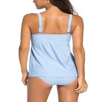 Niuer Tankini kupaći kostimi za žene plus veličine kupaći kostimi TUMMIJA Dvije kupalište svijetlo plava