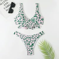 Žene kupaći odijelo Tummy Control Print Set Cross Split Print napunjen grudnjakom kupaći kostim zeleno