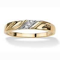 Palm Beach Nakit Muški dijamant Accent 18K zlato preko sterling srebrnog dijagonalnog vjenčanog prstena