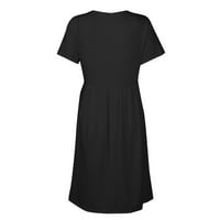 Ženske haljine bez rukava bez rukava Dužina koljena Ljeto tiskana V-izrez haljina crna xl