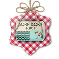 Božićni ukras američke plaže za odmor Bora Bora Plaža Red Plaid Neonblond