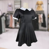 Djevojke Crna haljina klasična crna dugačka haljina kratki rukav za djecu odraslih