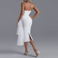 FSQJGQ Ljetne haljine Bijela svečana haljina za ženu bez karoserije Bodycon haljine maturalne haljine