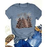 Smihono ponude ženske modne košulje Crewneck Pulover Leopard drveće Grafički print vrhovi klasične udobne
