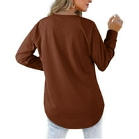 Ženska Crewneck vrhova Clearence Clean Comfy Trendy Solid Color Pulover casual labava odjeća za dugi