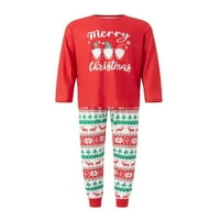 Porodica Hirigin Podudaranje pidžami Božićni tisak dugih rukava i rastezanje casual pantalona za spavanje