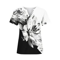 Gathrrgyp ženski vrhovi i bluze, ljetni klirens, ženski ljetni V-izrezni print casual labav gornji kratki rukav V-izrez bluze vrhovi