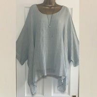 Modna žena O-izrez majica kratkih rukava Ljetna čvrsto labava bluza vrhova labava mekani bluza TUNIC