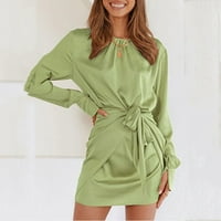 CETHRIO MIDI haljine za žensko čišćenje dugih rukava ljeto i jesen zelene haljine veličine m