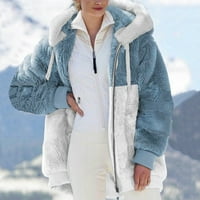 Duksevi za žene za žene Fleece Fuzzy zimske kapuljače pune zip up blok u boji Ležerne prilike sa džepovima