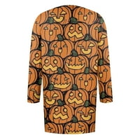 HHEI_K Ženske lagane jakne Ženski modni casual dugih rukava za Halloween Print Srednjowred CARDIGAN jaknu