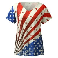SNGXGN TEE majica, četvrti jul Tee, američki kratki rukav, sretan dan neovisnosti V Vrati Thirt Multicolor